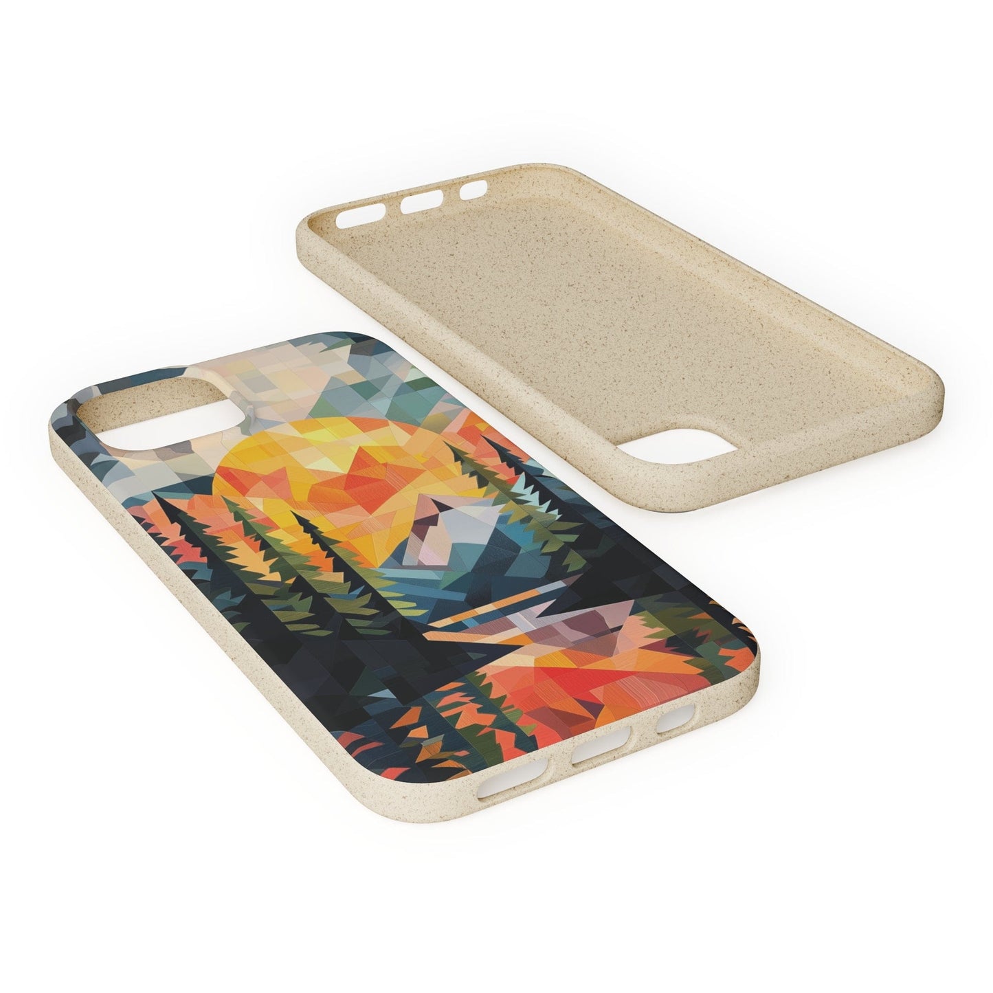 Stepping Green Phone Case Geometric Mountain Sunset Bio Case