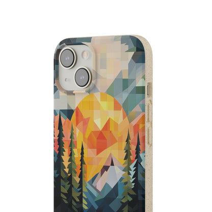 Stepping Green Phone Case Geometric Mountain Sunset Bio Case