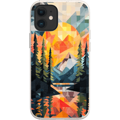 Stepping Green Phone Case Geometric Mountain Sunset Bio Case