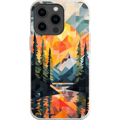 Stepping Green Phone Case Geometric Mountain Sunset Bio Case