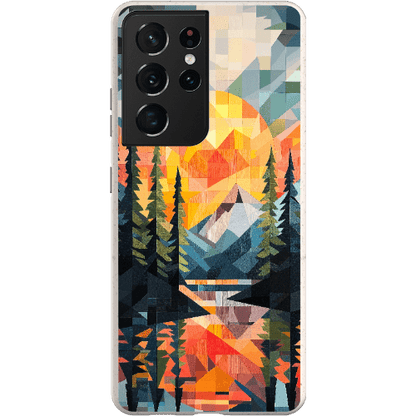 Stepping Green Phone Case Geometric Mountain Sunset Bio Case