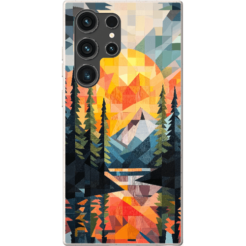 Stepping Green Phone Case Geometric Mountain Sunset Bio Case