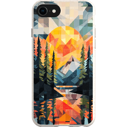 Stepping Green Phone Case Geometric Mountain Sunset Bio Case