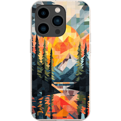 Stepping Green Phone Case Geometric Mountain Sunset Bio Case