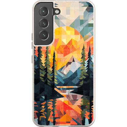 Stepping Green Phone Case Geometric Mountain Sunset Bio Case