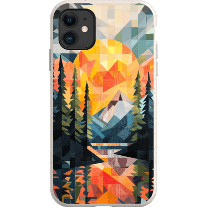 Stepping Green Phone Case Geometric Mountain Sunset Bio Case