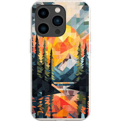 Stepping Green Phone Case Geometric Mountain Sunset Bio Case