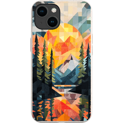 Stepping Green Phone Case Geometric Mountain Sunset Bio Case
