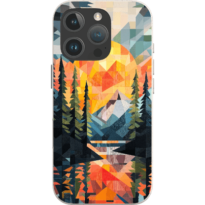 Stepping Green Phone Case Geometric Mountain Sunset Bio Case