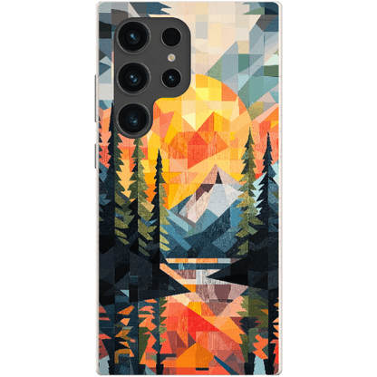 Stepping Green Phone Case Geometric Mountain Sunset Bio Case