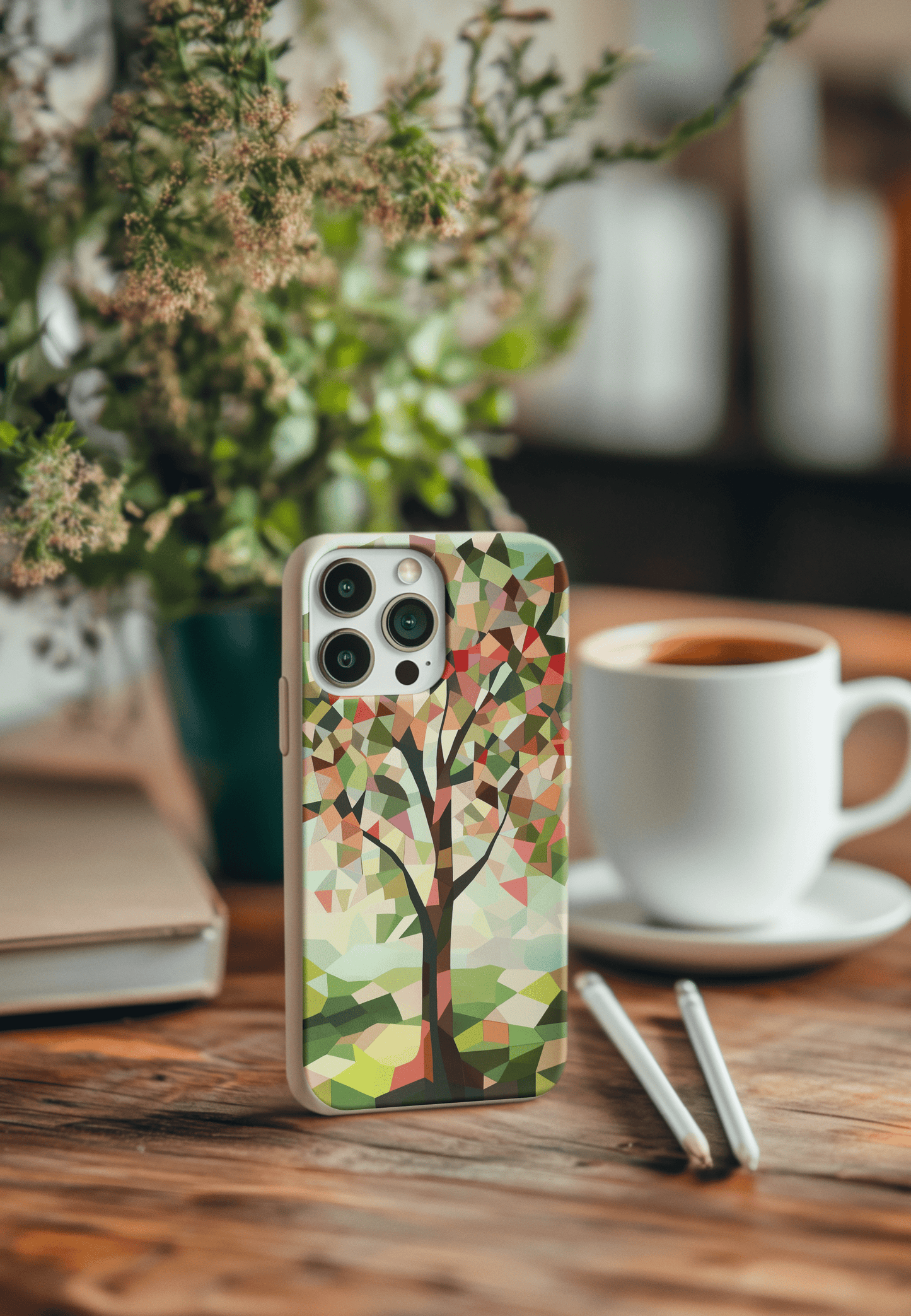 Stepping Green Phone Case Geometric Tree Bio Case