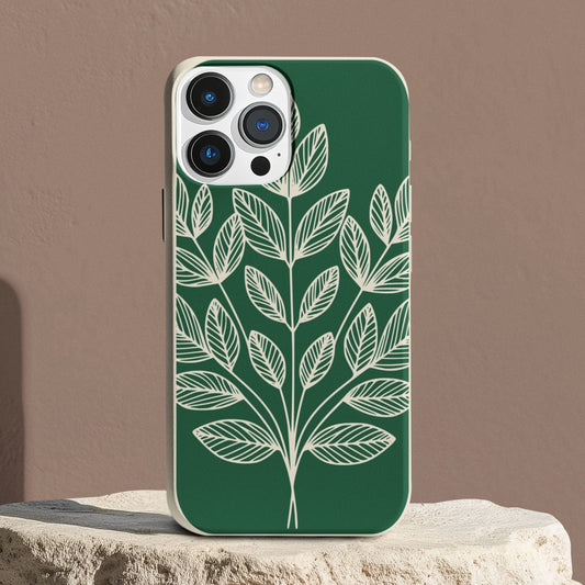 Stepping Green Phone Case Green Leaf Line Art Bio Case