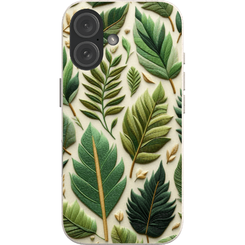Stepping Green Phone Case Green Leaves Embroidered Look Bio Case