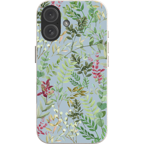 Stepping Green Phone Case Green Leaves on Muted Blue Bio Case