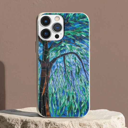Stepping Green Phone Case Green Tree Stained Glass Bio Case