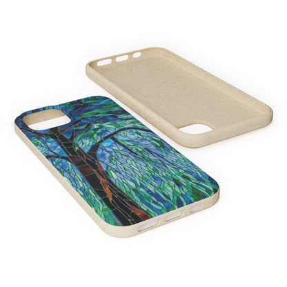 Stepping Green Phone Case Green Tree Stained Glass Bio Case