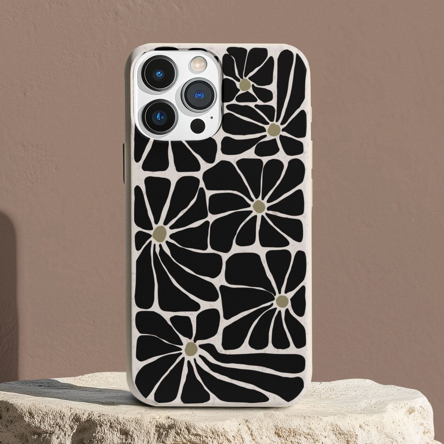 Stepping Green Phone Case Groovy Black Flowers Bio Case