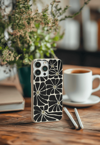 Stepping Green Phone Case Groovy Black Flowers Bio Case