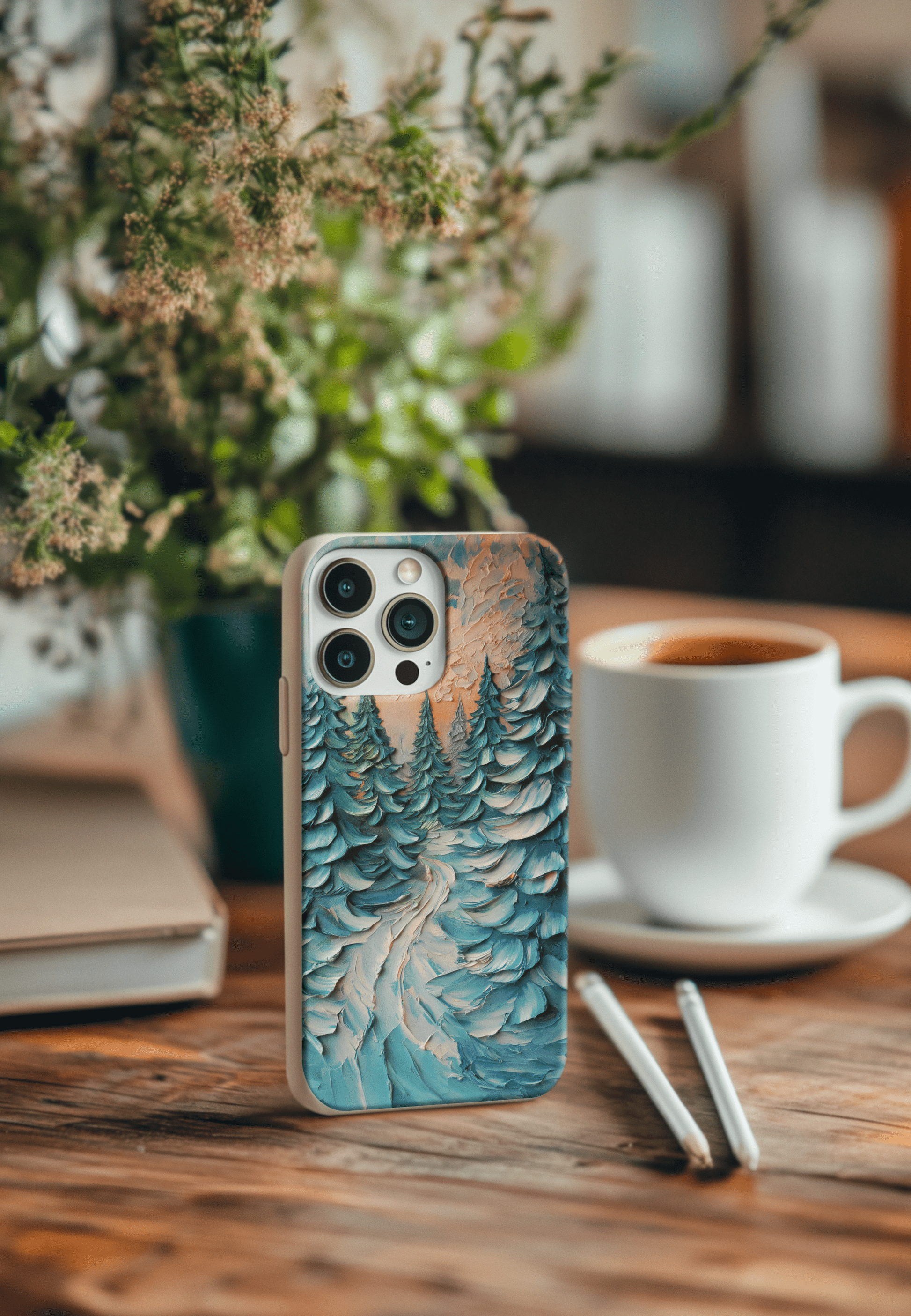 Stepping Green Phone Case Impasto Winter Forest Bio Case