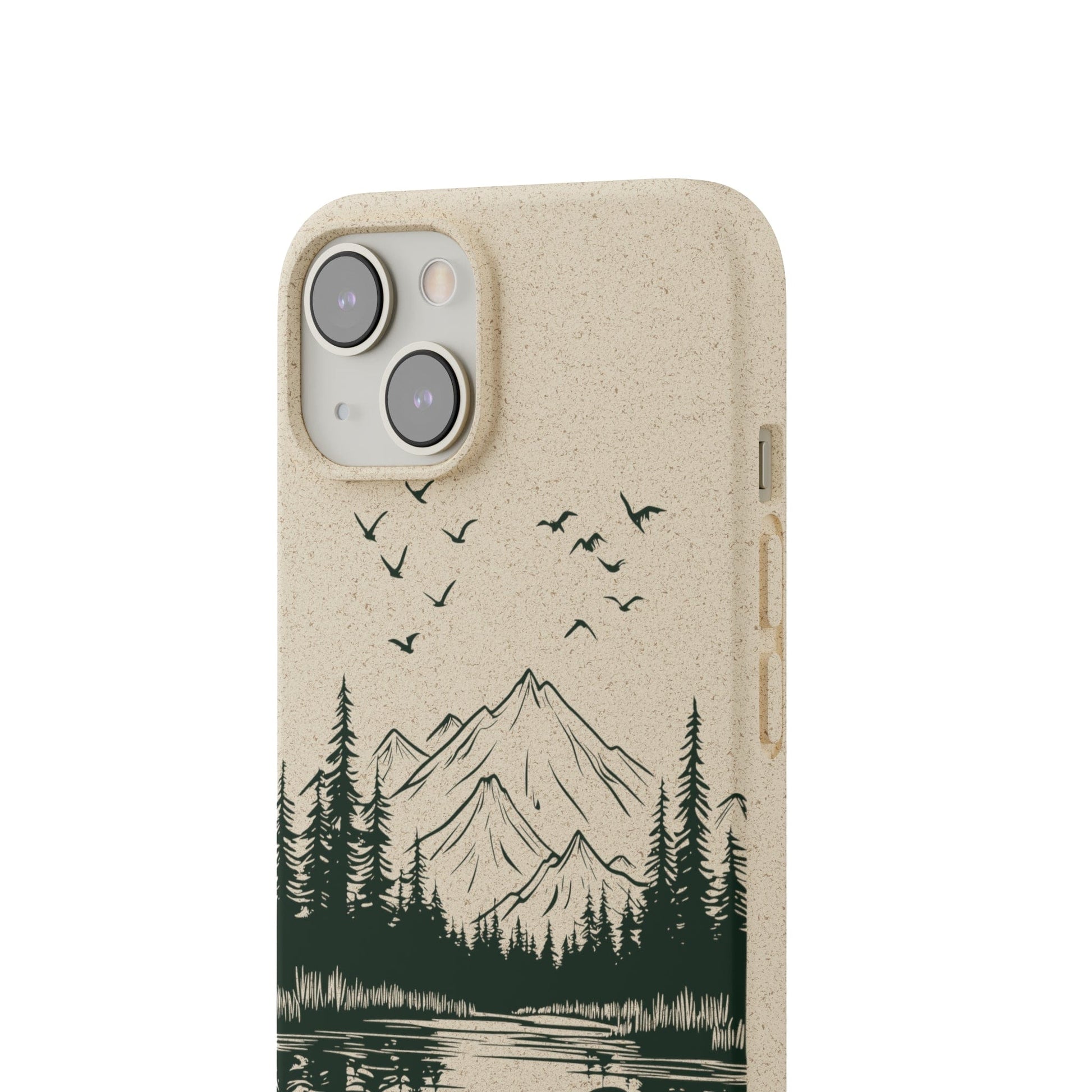 Stepping Green Phone Case Mountain Lake Line Art Bio Case