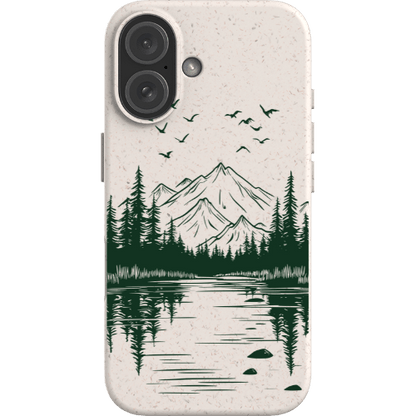 Stepping Green Phone Case Mountain Lake Line Art Bio Case