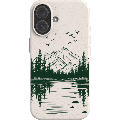 Stepping Green Phone Case Mountain Lake Line Art Bio Case
