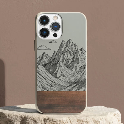 Stepping Green Phone Case Mountain Line Art Bio Case