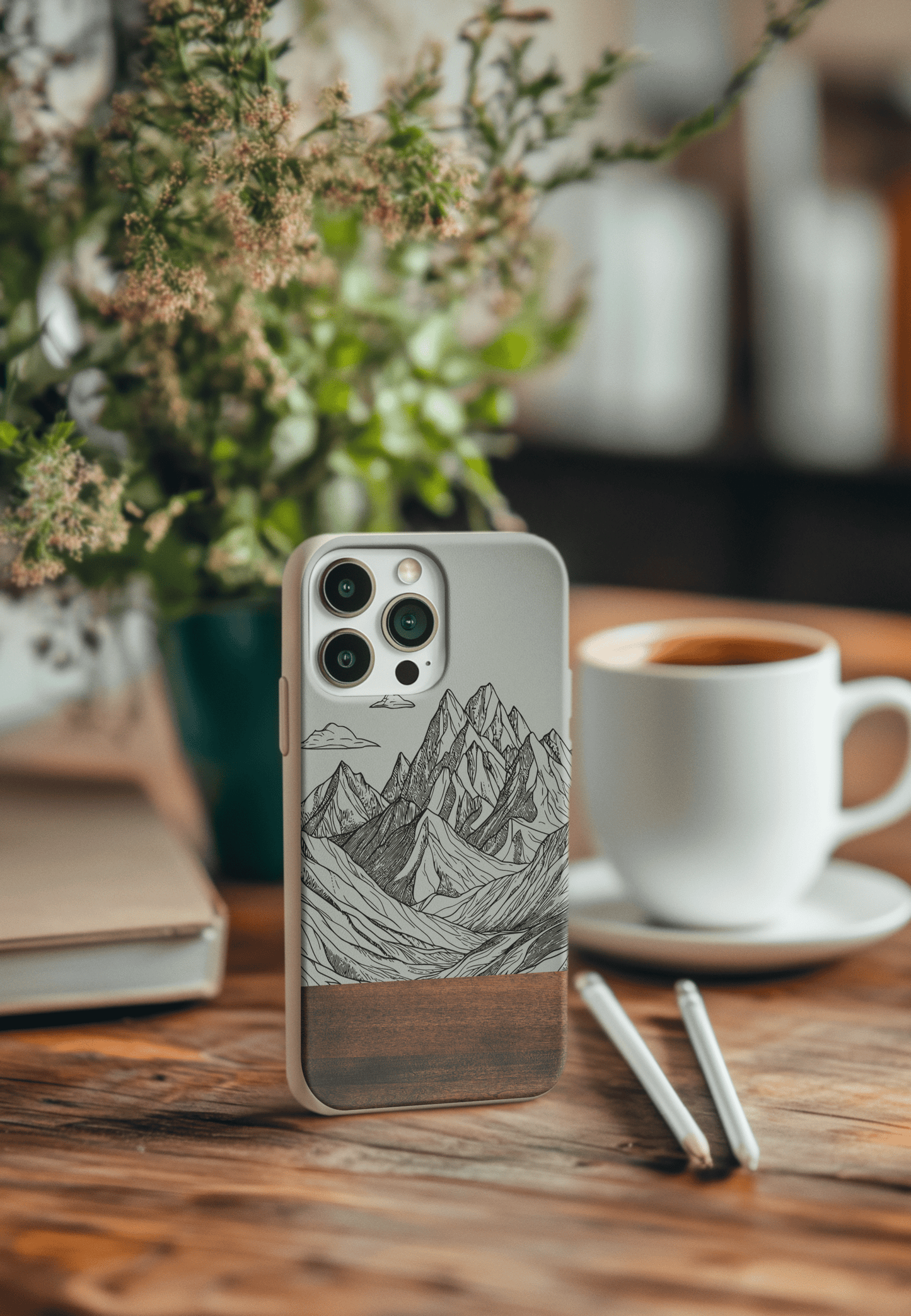 Stepping Green Phone Case Mountain Line Art Bio Case