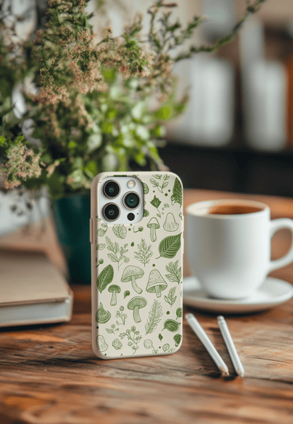 Stepping Green Phone Case Mushrooms and Leaves 3 Bio Case