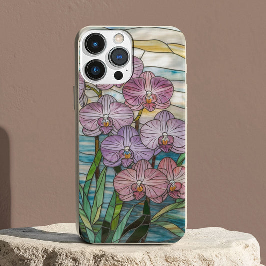 Stepping Green Phone Case Orchid Stained Glass Bio Case