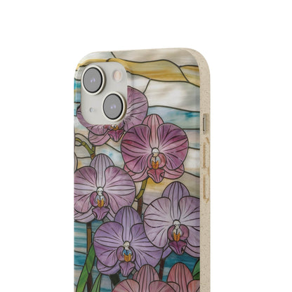 Stepping Green Phone Case Orchid Stained Glass Bio Case