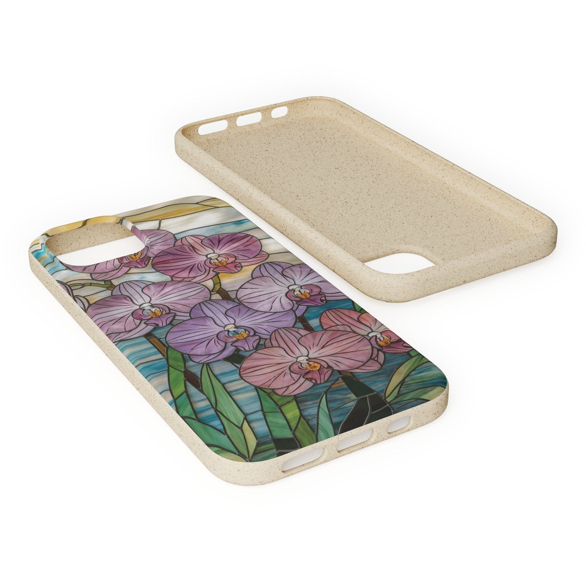 Stepping Green Phone Case Orchid Stained Glass Bio Case
