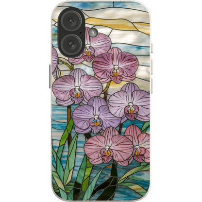 Stepping Green Phone Case Orchid Stained Glass Bio Case