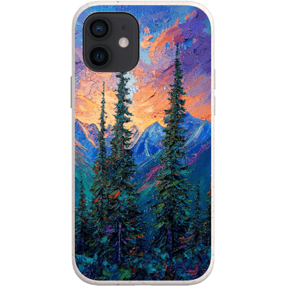 Stepping Green Phone Case Painted Mountain Sunset Bio Case