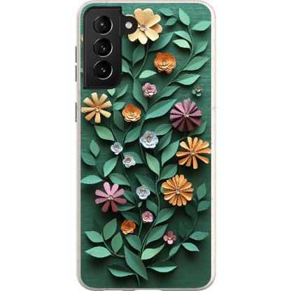 Stepping Green Phone Case Paper Cut Colorful Floral Bio Case