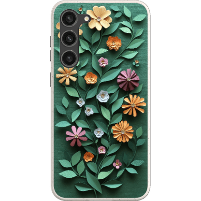 Stepping Green Phone Case Paper Cut Colorful Floral Bio Case