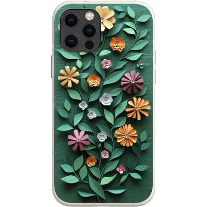 Stepping Green Phone Case Paper Cut Colorful Floral Bio Case