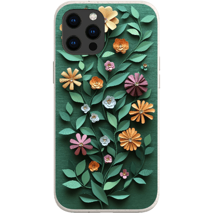 Stepping Green Phone Case Paper Cut Colorful Floral Bio Case