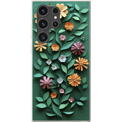 Stepping Green Phone Case Paper Cut Colorful Floral Bio Case