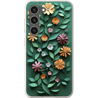 Stepping Green Phone Case Paper Cut Colorful Floral Bio Case
