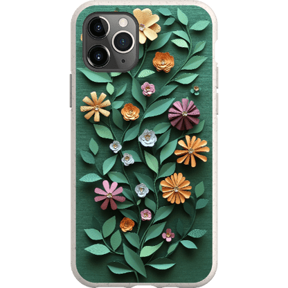 Stepping Green Phone Case Paper Cut Colorful Floral Bio Case
