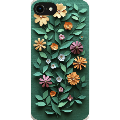Stepping Green Phone Case Paper Cut Colorful Floral Bio Case