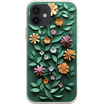 Stepping Green Phone Case Paper Cut Colorful Floral Bio Case