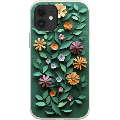 Stepping Green Phone Case Paper Cut Colorful Floral Bio Case