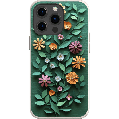 Stepping Green Phone Case Paper Cut Colorful Floral Bio Case