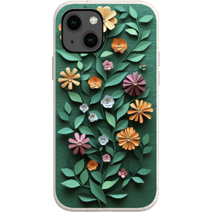 Stepping Green Phone Case Paper Cut Colorful Floral Bio Case