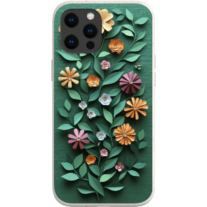 Stepping Green Phone Case Paper Cut Colorful Floral Bio Case