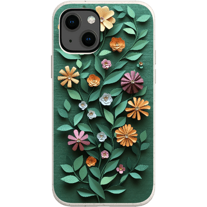 Stepping Green Phone Case Paper Cut Colorful Floral Bio Case