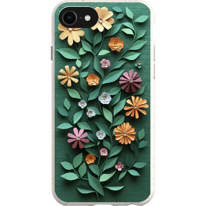 Stepping Green Phone Case Paper Cut Colorful Floral Bio Case