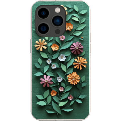 Stepping Green Phone Case Paper Cut Colorful Floral Bio Case